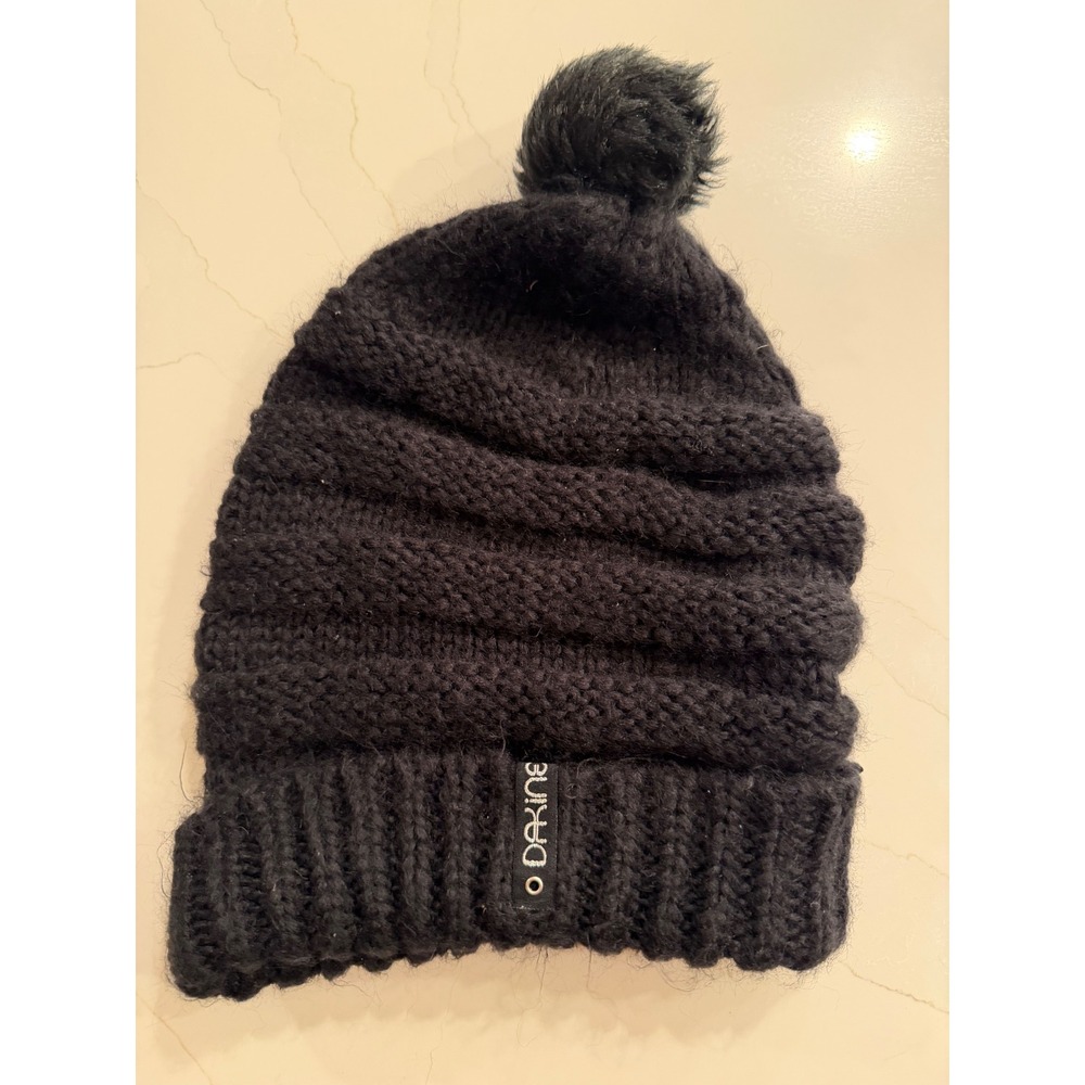 Dakine Black‎ Knit  Scrunch Pom Pom Beanie Hat Women One Size